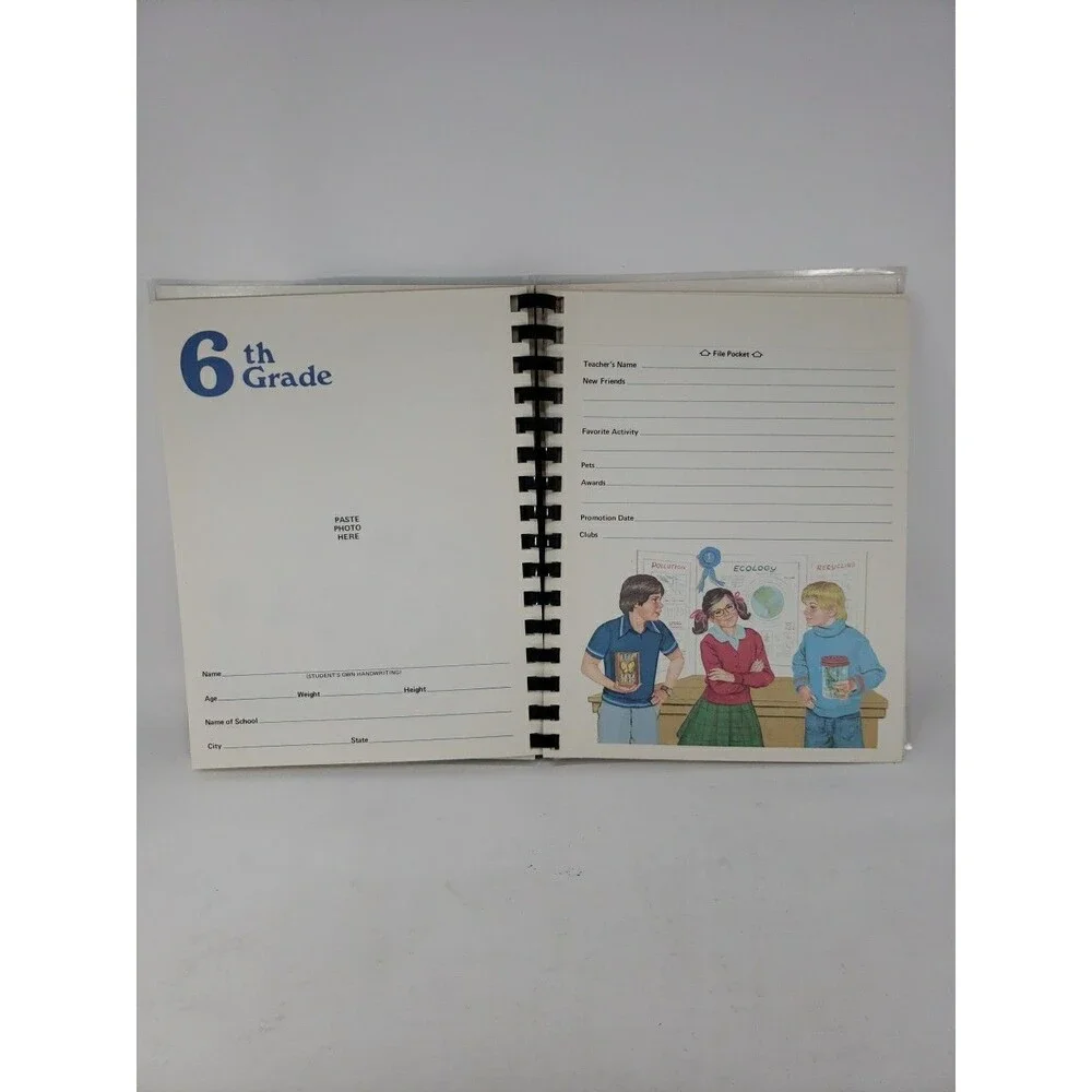 School Years Memory Album Vintage 1978 Unused No Writing Spiral Bound Pockets